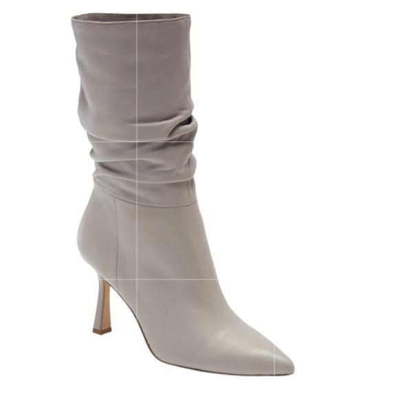 Steve Madden Shoes - 18) NEW Steve Madden Jessamy Grey Leather Heeled Slouch Boots Size 8.5